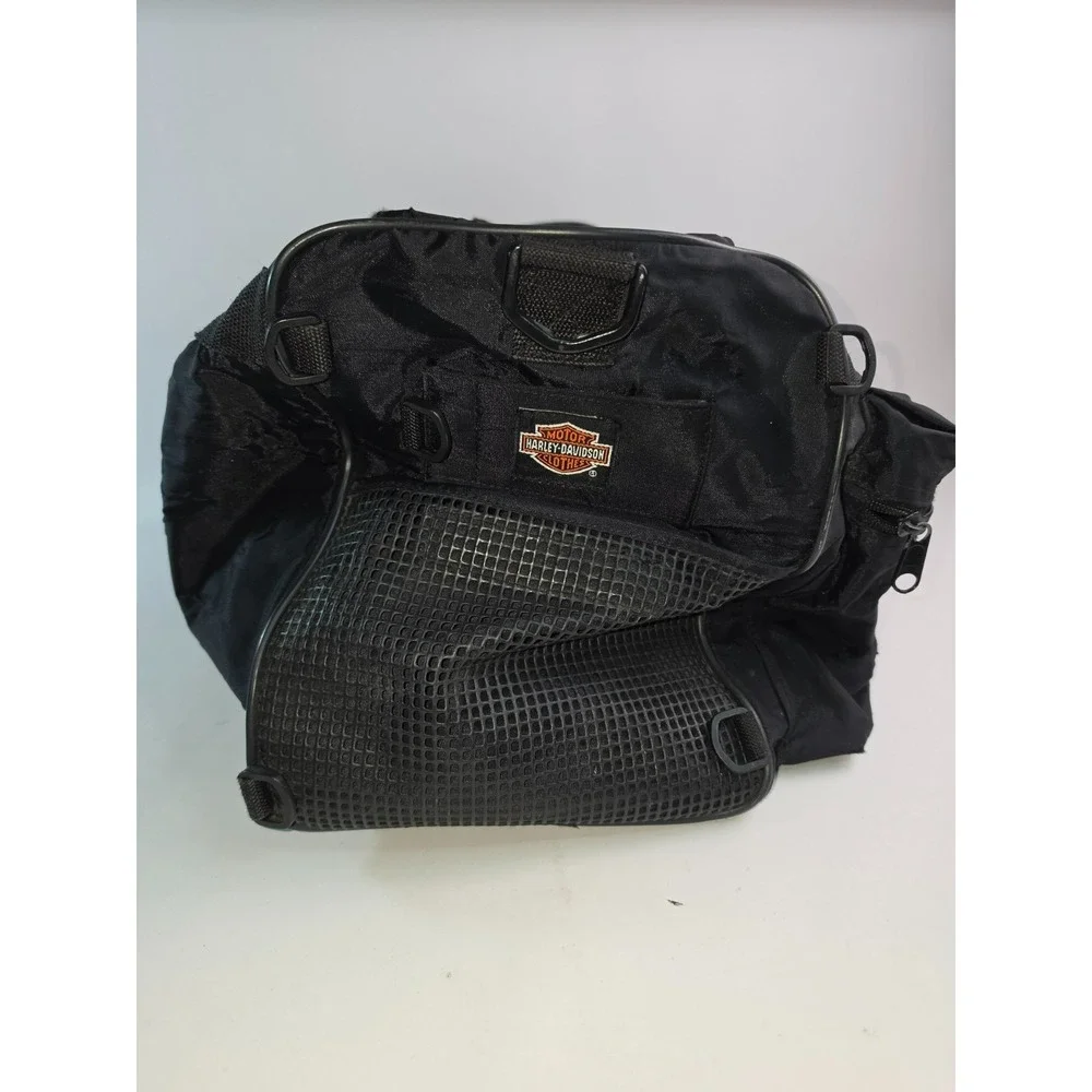 VTG Harley-Davidson Black Duffel Bag Embroidered Logo Motorcycle Travel‎ Pockets